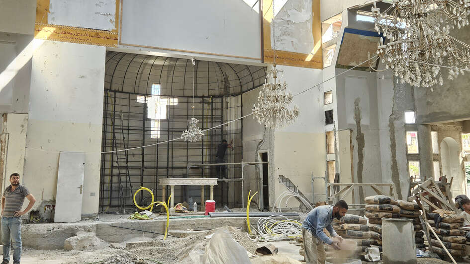 Wiederaufbau nach dem Attentat: Innenansicht der Mar-Elias-Kirche in Damaskus