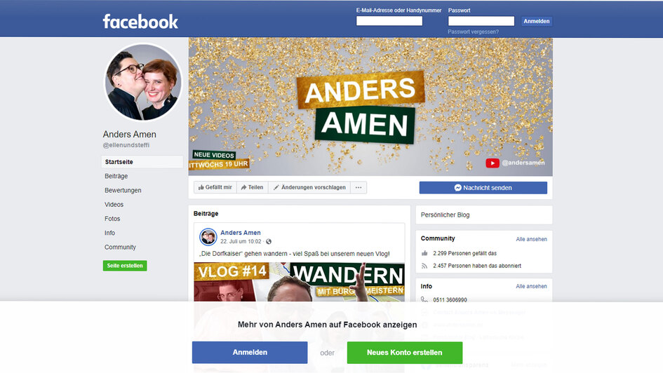 Screenshot: Youtube-Kanal „Anders Amen' Screenshot: Youtube-Kanal „Anders Amen'
