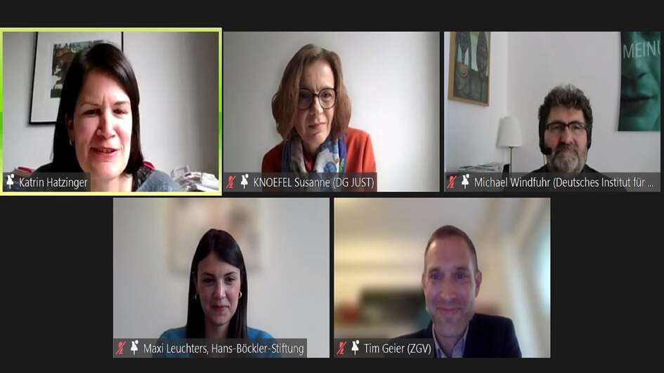 Screenshot der Diskussionsrunde zum EU-Lieferkettengesetz am 31.03.2022 Screenshot der Diskussionsrunde zum EU-Lieferkettengesetz am 31.03.2022