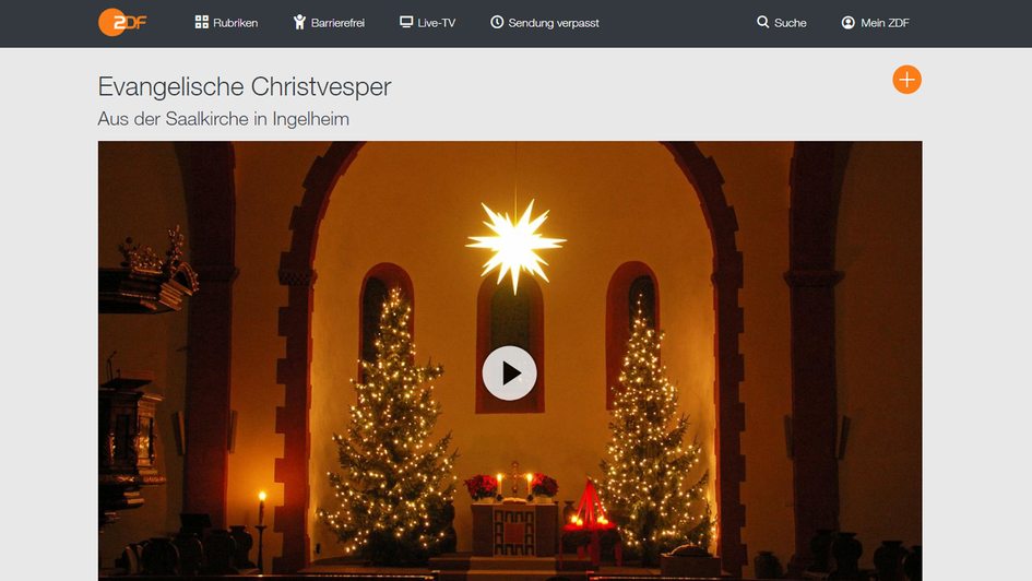 Screenshot - Evangelische Christvesper im ZDF an Hl. Abend2020