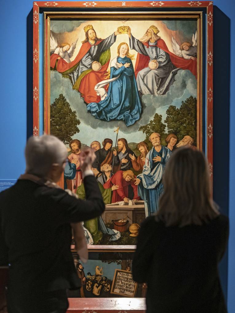„Epitaph für Anna und Jörg Prigel“ (1519/20) von Hans Schaeufelin in der Ausstellung „Verehrt. Geliebt. Vergessen. Maria zwischen den Konfessionen“ im Wittenberger Augusteum 