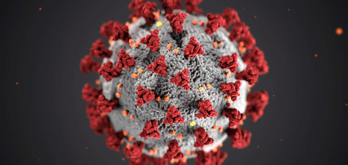 Coronavirus durch ein Mikroskop betrachtet