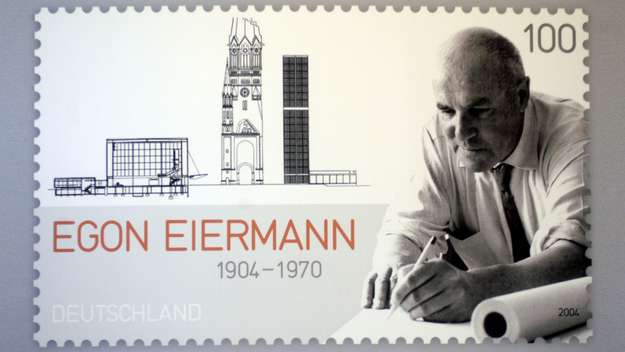 Sonderbriefmarke von 2004 zum 100. Geburtstag von Egon Eiermann, Architekt des Neubaus der Gedächtniskirche.
