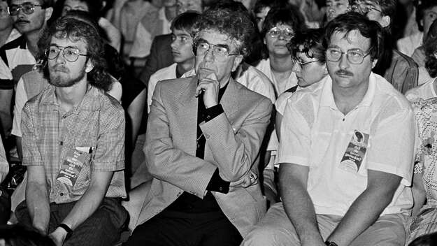 Martin Kruse auf dem Kirchentag in Leipzig 1989.