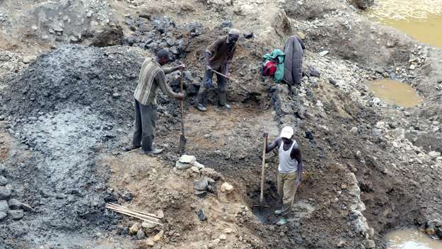 Minenarbeiter in Fungamwaka (Demokratische Republik Kongo)