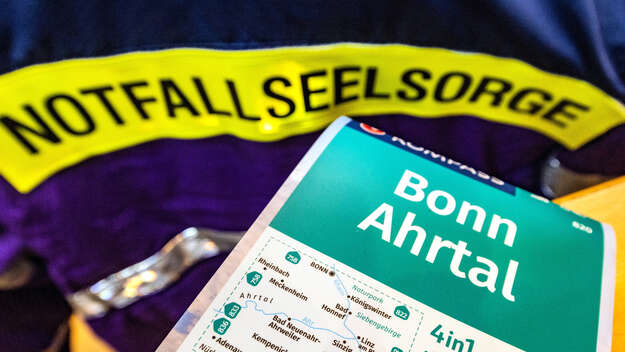 Die provisorisch eingerichte Zentrale der Notfallseelorge in Bonn (Foto vom 24.07.2021). 