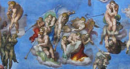 Ausschnitt aus dem Gemälde 'Das Jüngste Gericht' von Michelangelo Buonarroti