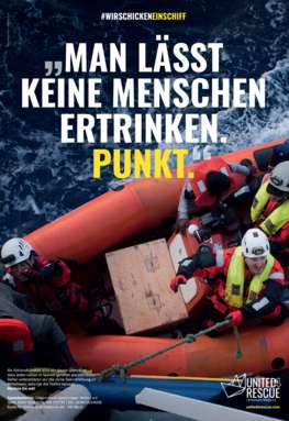 Poster von 'United4Rescue — Gemeinsam Retten!': 'Man lässt keine Menschen ertrinken. Punkt.'