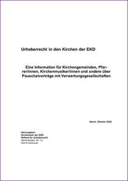 Cover des Leitfadens „Urheberrecht in den Kirchen der EKD“, Stand Oktober 2026.