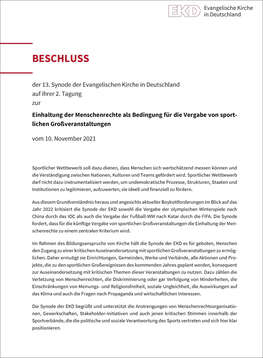 Synodenbeschluß 2021 Synodenbeschluß 2021