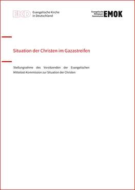 Titelseite der Stellungnahme „Situation der Christen im Gazastreifen“ des Vorsitzenden der Evangelischen Mittelost-Kommission.