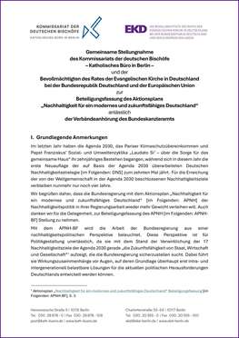 Cover Gemeinsame Stellungnahme Aktionsplan Nachhaltigkeit 2026