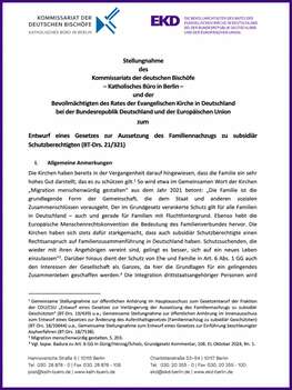 Cover Gemeinsame Stellungnahme Aussetzung Familiennachzug