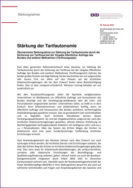 Cover Ökumenische Stellungnahme zur Stärkung der Tarifautonomie