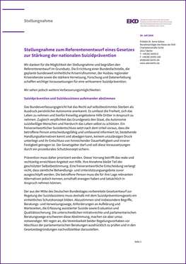Cover Stellungnahme Referentenentwurf Gesetz zur Stärkung von Suizidprävention