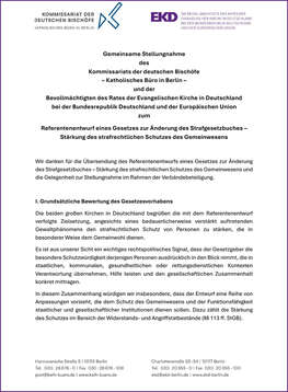 Cover Stellungnahme Stärkung des strafrechtlichen Schutzes des Gemeinwesens