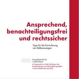 Deckblatt der Broschüre Tipps für die Formulierung von Stellenanzeigen Deckblatt der Broschüre Tipps für die Formulierung von Stellenanzeigen