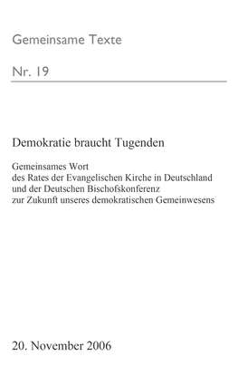 Demokratie braucht Tugenden Demokratie braucht Tugenden