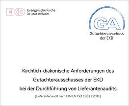 Deckblatt Kirchlich-diakonische Anforderungen des  Gutachterausschusses der EKD  bei der Durchführung von Lieferantenaudits